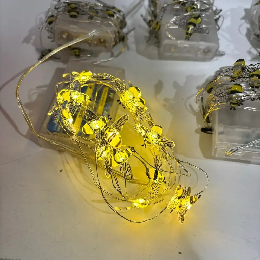 Mainstays Honey Bee Lot of 12 Yellow String Light Battery Operated